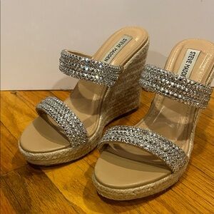 Steve Madden Glittering Silver Wedges